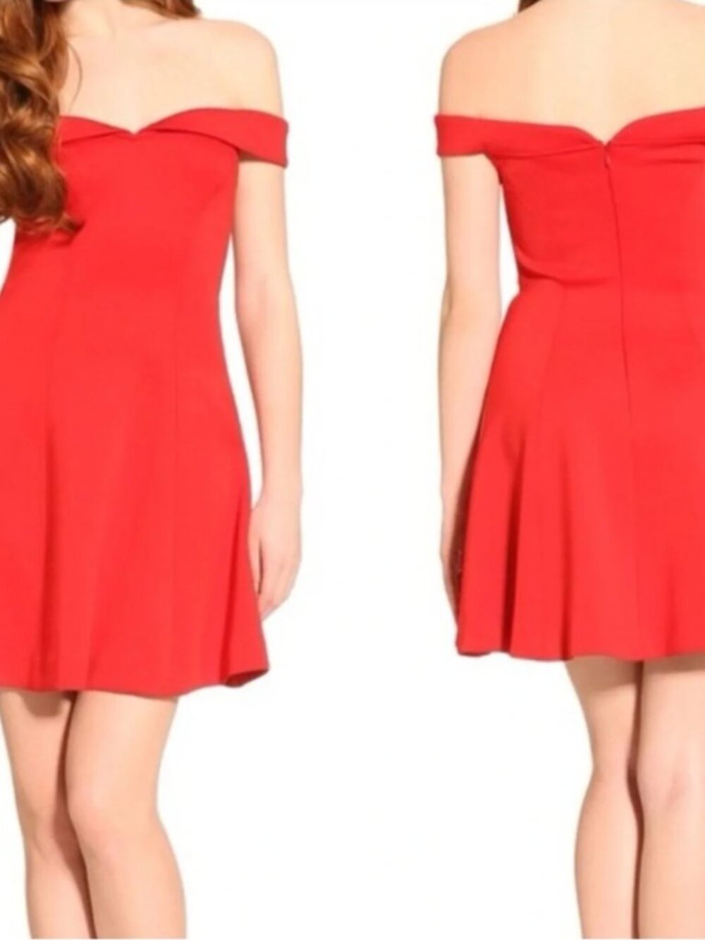 Guess Off-Shoulder, A-Line, Red rdress, Size S (Dress size 4)